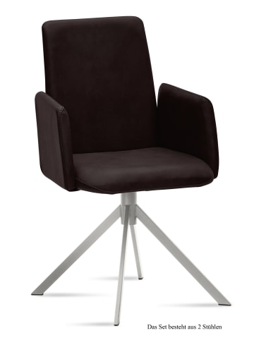58 aufm Kessel ARMLEHNSTUHL (2er-Set) Dorina 52x92x60 Edelstahl/Espresso