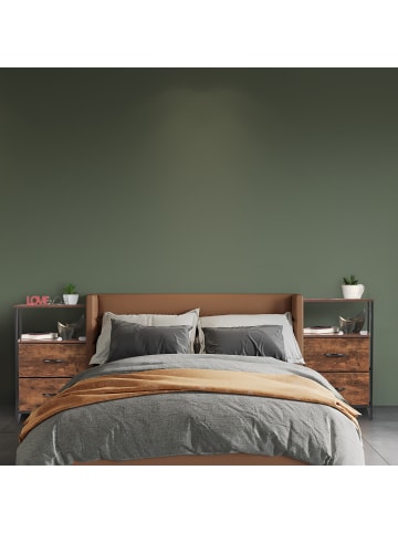 relaxdays 2 x Nachttisch in Schwarz/ Braun - (B)45 x (H)70 x (T)42,5 cm