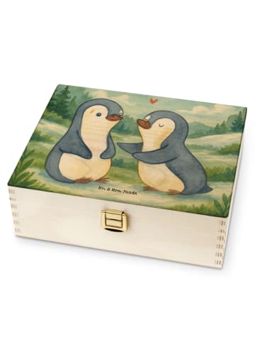 Mr. & Mrs. Panda Tee Box Holz Pinguine trösten Design ohne Spruch in Weiß