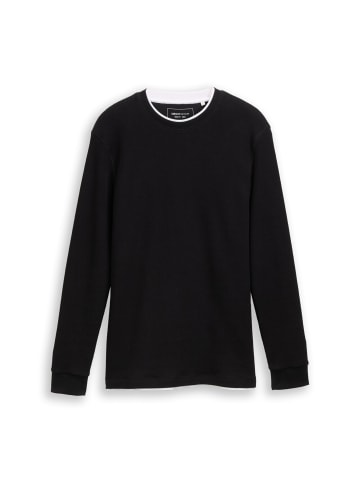 TOM TAILOR Denim Langarmshirt in schwarz
