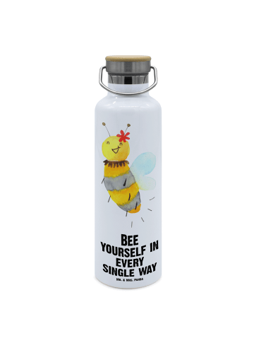 Mr. & Mrs. Panda metall trinkflasche Biene Blume mit Spruch in Weiß