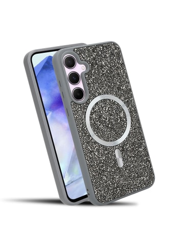 cadorabo Hülle für Samsung Galaxy A55 5G Glitzer Schutzhülle in Grau