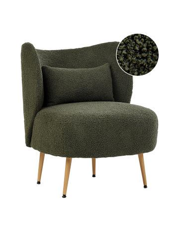 Beliani Sessel OTSBY II in Grün/Heller Holzfarbton - (W) 60 x (H) 76 x (L) 55 cm