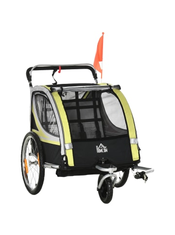 HOMCOM 2 in 1 Kinderanhänger in Gelb & Schwarz 142L x 75B x 101H cm