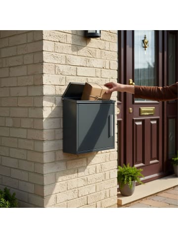 relaxdays Briefkasten in Anthrazit - (B)33 x (H)35 x (T)12 cm