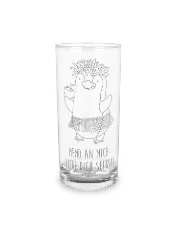 Mr. & Mrs. Panda Wasserglas Pinguin Kokosnuss mit Spruch in Transparent