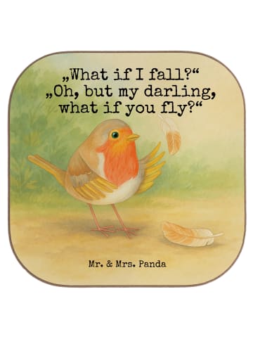 Mr. & Mrs. Panda Untersetzer für Gläser Rotkehlchen Federn Desig... in Weiß