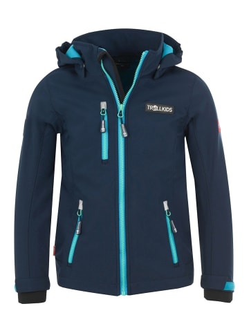 Trollkids Softshell Jacke "Preikestolen" in Marineblau / Türkis / Mint