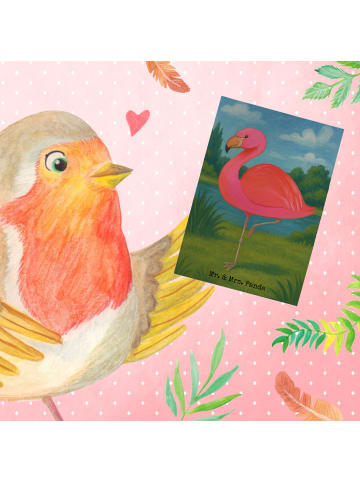 Mr. & Mrs. Panda Klappkarte Flamingo Classic Design ohne Spruch in Weiß