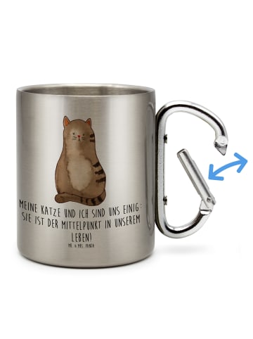Mr. & Mrs. Panda Tasse Katze Sitzen mit Spruch in Silber