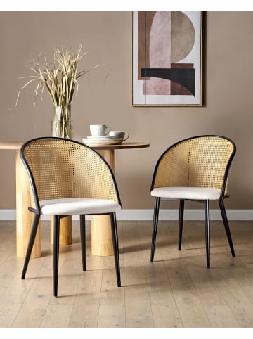 Beliani 2er-Set Esszimmerstuhl CORNELL in Schwarz/Beige/Braun