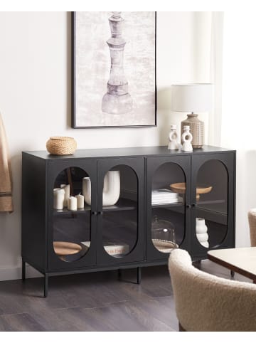 Beliani Vitrine LANGFORD in Schwarz - (W) 137 x (H) 83 x (L) 40 cm