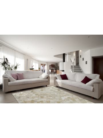 Kayoom Kurzflor Teppich Spark 210 in elfenbein - gold - rechteckig