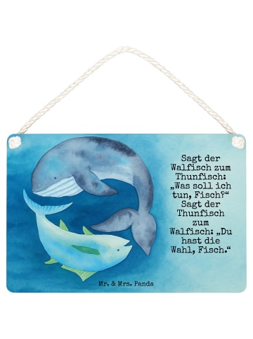Mr. & Mrs. Panda Schild Walfisch Thunfisch Design mit Spruch in Weiß