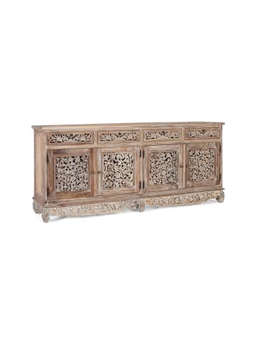 Giner y Colomer Handgeschnitztes Sideboard aus Teakholz mit 4 Türen und 4 Schubladen