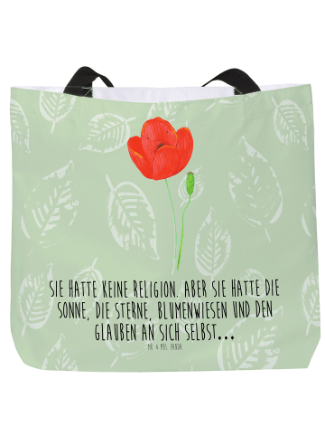 Mr. & Mrs. Panda Beutel Blume Mohnblume mit Spruch in Blattgrün