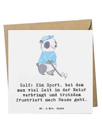 Mr. & Mrs. Panda Einladungskarte Golf Erlebnis mit Spruch in Weiß