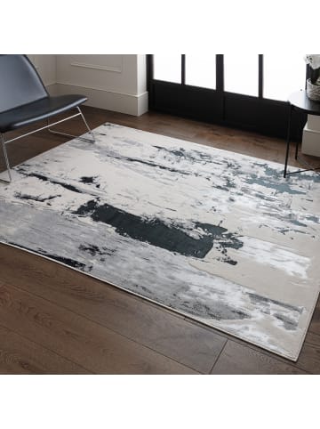 KADIMA DESIGN Teppich Velours-Kurzflor, Metallic Gletscher-Design Silbergrau, Hochglanz