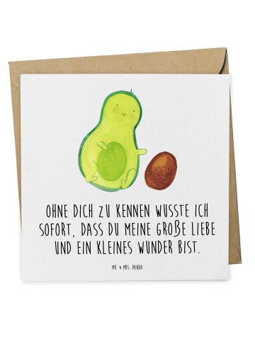 Mr. & Mrs. Panda Grußkarte Avocado Kern rollt mit Spruch in Weiß