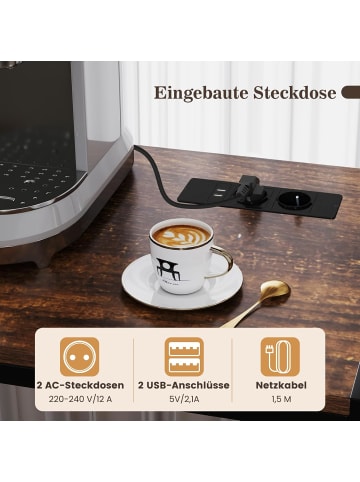 COSTWAY Küchenregal mit Steckdose 80 x 40 x 170 cm in Braun