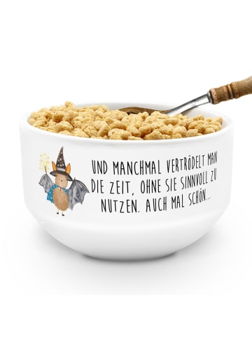 Mr. & Mrs. Panda schale Fledermaus Zauberer mit Spruch in Weiß