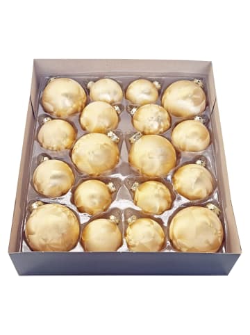 JACK 18 tlg. Set Glas Eislack Weihnachtsbaumkugeln in Gold