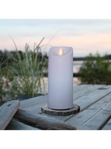 STAR Trading LED Outdoor-Kerze ,M-Twinkle' in weiß, Batterie + Timer, Flacker-Effek