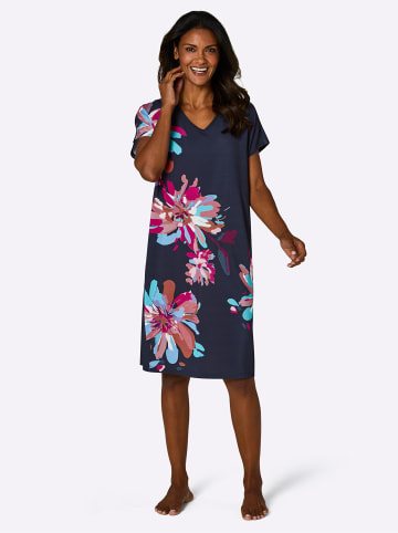 WITT WEIDEN Sleepshirt in marine-fuchsia-bedruckt