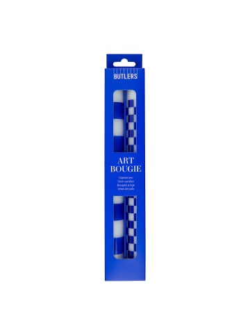 Butlers Stabkerze ART BOUGIE Checker 2er-Set in Weiß / Blau
