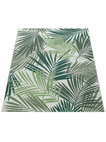 KADIMA DESIGN Outdoor Teppich Palmblättermuster Balkon, Terrasse schmutzabweisend in Grün