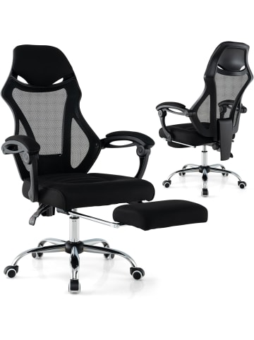 COSTWAY Ergonomischer Bürostuhl mit Verstellbarer Lendenstütze in Schwarz