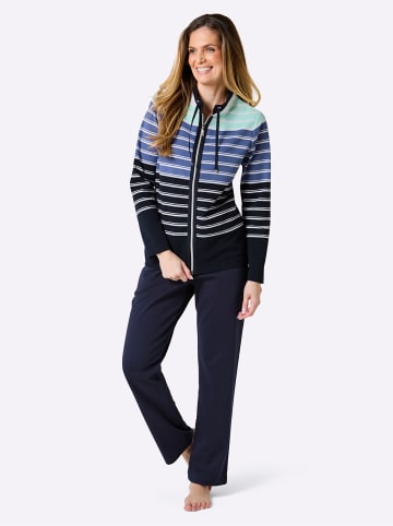 hajo Hausanzug in marine-jeansblau-geringelt