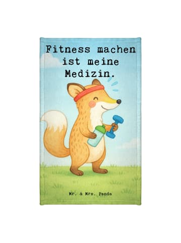 Mr. & Mrs. Panda Handtuch Fuchs Fitness Design mit Spruch in Weiß