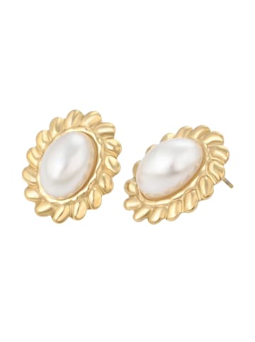 faina Women Stud Earrings in Gold White