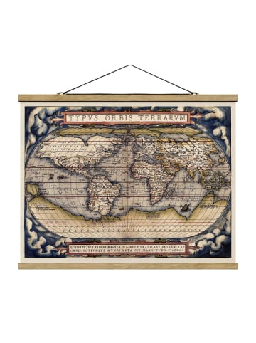 WALLART Stoffbild - Historische Weltkarte Typus Orbis Terrarum in Creme-Beige