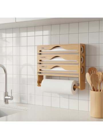 relaxdays Wandrollenhalter in Natur - (B)35,5 x (H)30 x (T)7 cm