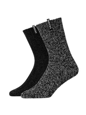 SNOCKS Norweger Socken 2 Paar in Mix (Grau/Schwarz)