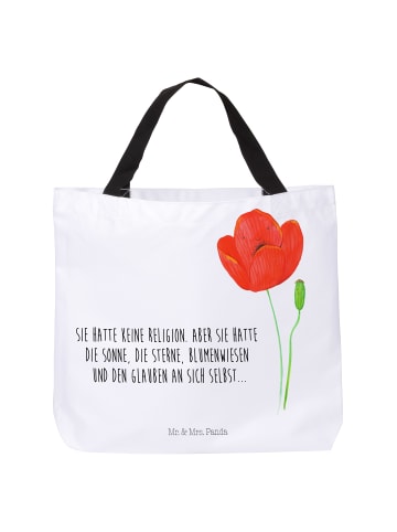 Mr. & Mrs. Panda Tote Bag Blume Mohnblume mit Spruch in Weiß