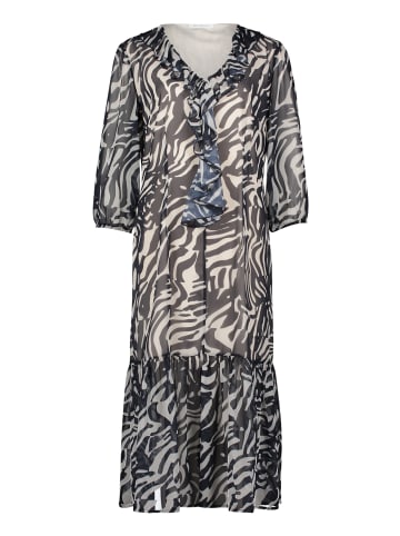 BETTY & CO Volantkleid mit V-Ausschnitt in Dark Blue/Nature