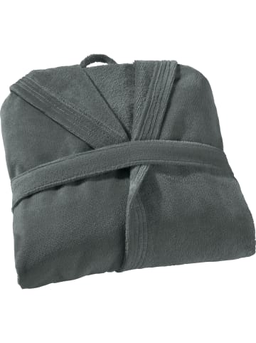 Erwin Müller Velours-Frottier Unisex-Bademantel mit Kapuze Heidenheim in grau