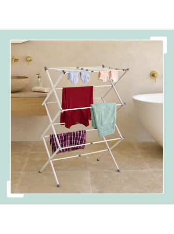 relaxdays Wäscheständer in Weiß - (B)73 x (H)105 x (T)37 cm