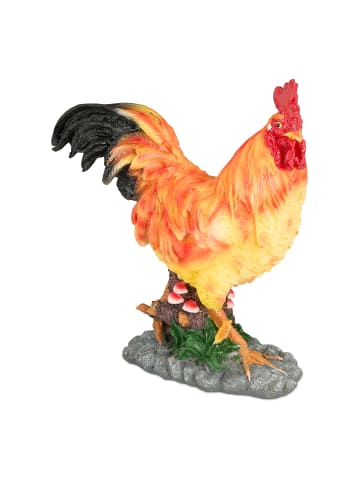 relaxdays Gartenfigur Hahn in Bunt - (B)30 x (H)34 x (T)11 cm