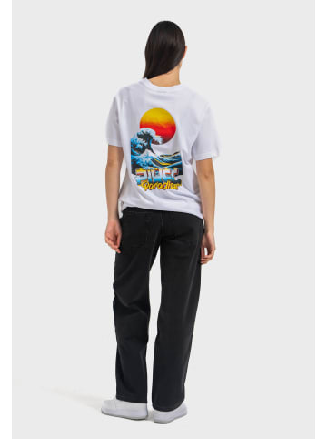 OLDSKULL T-Shirt Retro Pixel Wave Logo Graphic in White