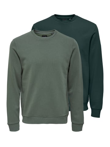ONLY & SONS Sweatshirt Ceres in Dunkelgrün / grün