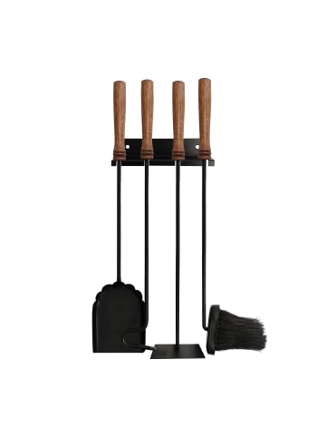 relaxdays 5-tlg. Kaminbesteck-Set in Schwarz/ Braun