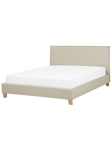 Beliani Doppelbett SENNEZ in Beige/Braun - (W) 195 x (H) 106 x (L) 216 cm