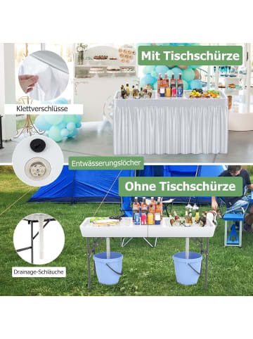 COSTWAY Campingtisch klappbar Eiskühltisch 150 x 60 cm in Weiß