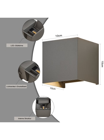 ZMH 4er-Set Wandleuchte LED 5W in grau modern 3000K warmweiß IP65