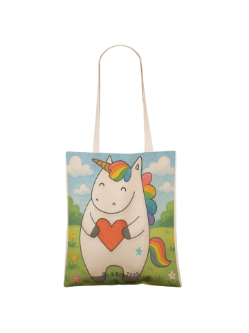 Mr. & Mrs. Panda Einkaufstasche Einhorn Herz Design ohne Spruch in Weiß
