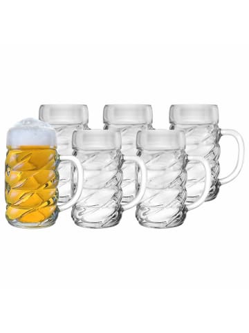 Stölzle 6er Set Maßkrüge Diamond 1000 ml in transparent